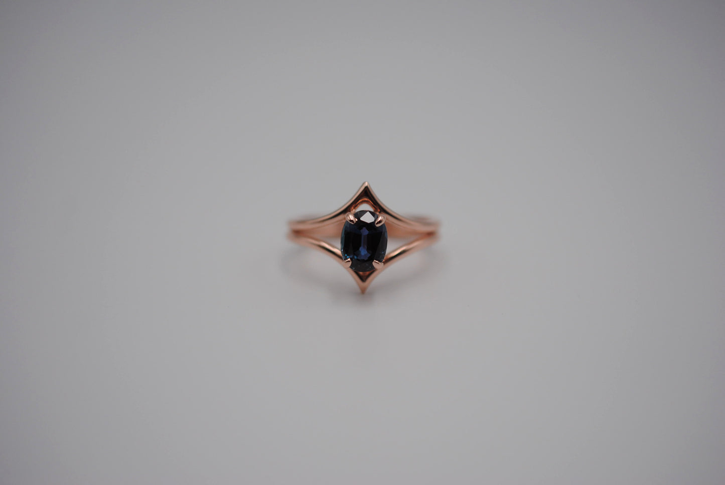 Alexandrite Ring: Oval Cut, Double Chevron, Rose Gold