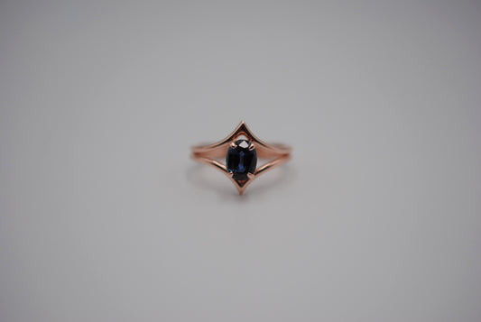 Alexandrite Ring: Oval Cut, Double Chevron, Rose Gold