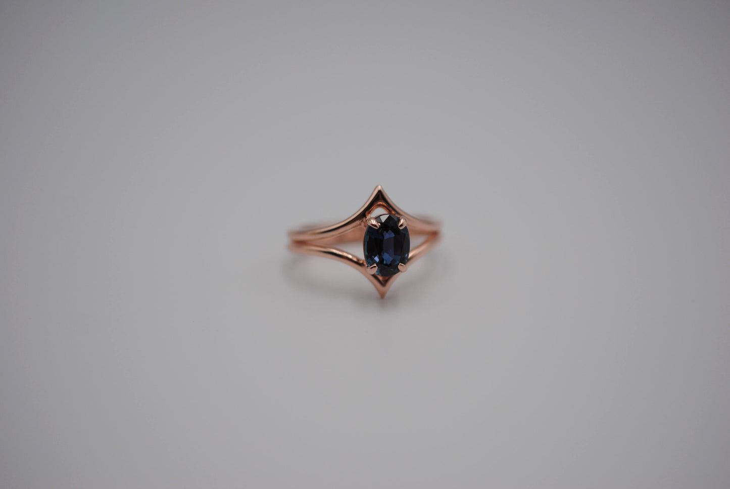 Alexandrite Ring: Oval Cut, Double Chevron, Rose Gold