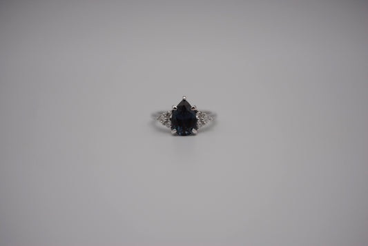 Alexandrite Ring: Pear Cut, Diamond Melee, White Gold
