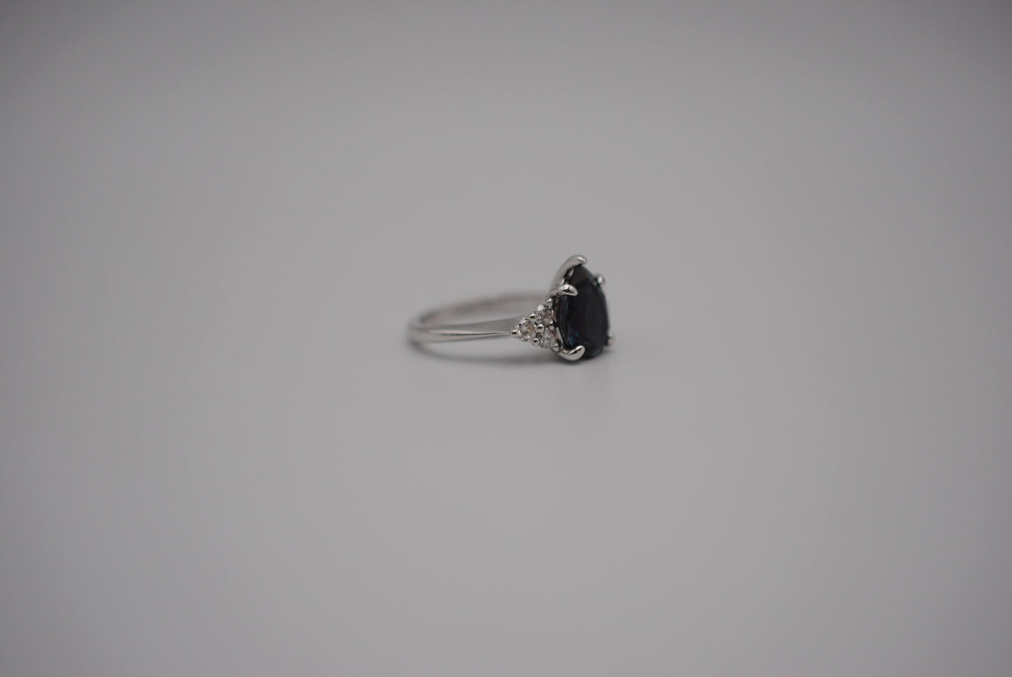 Alexandrite Ring: Pear Cut, Diamond Melee, White Gold