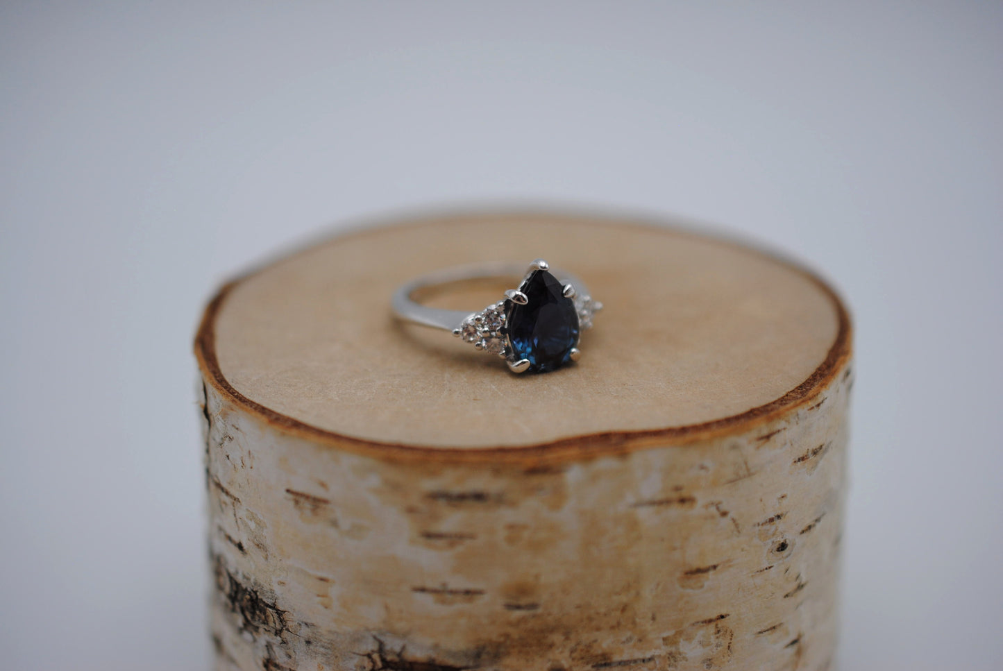 Alexandrite Ring: Pear Cut, Diamond Melee, White Gold