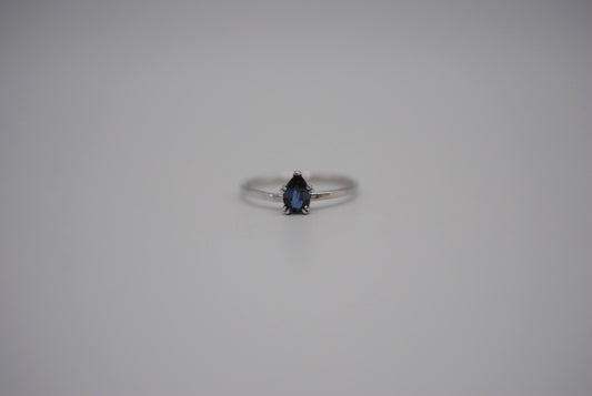 Alexandrite Ring: Pear Cut, White Gold, Dainty