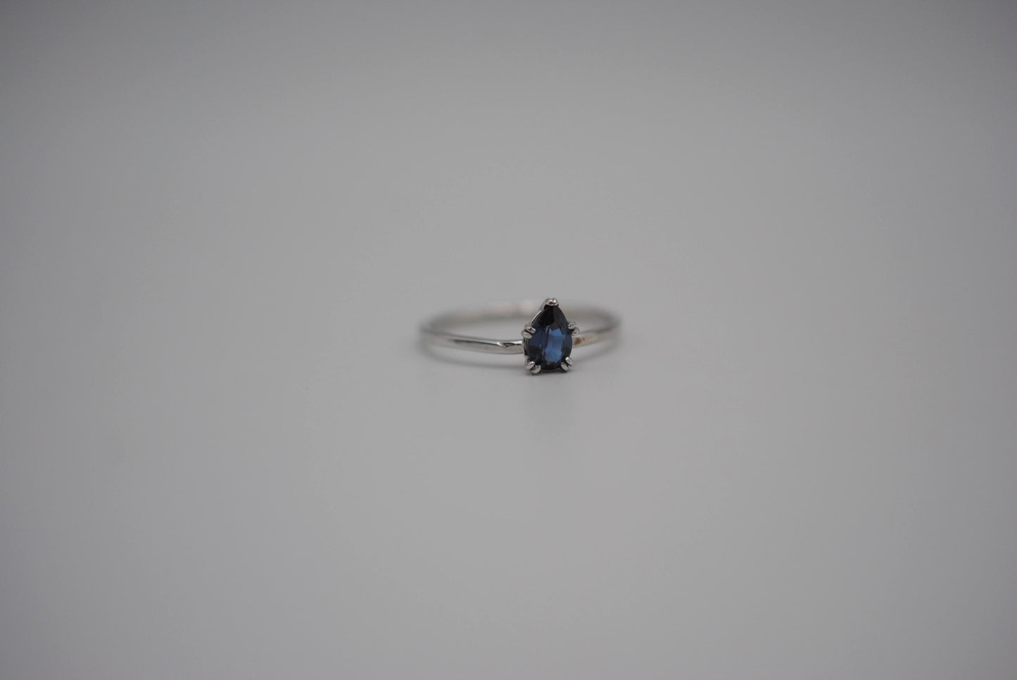Alexandrite Ring: Pear Cut, White Gold, Dainty