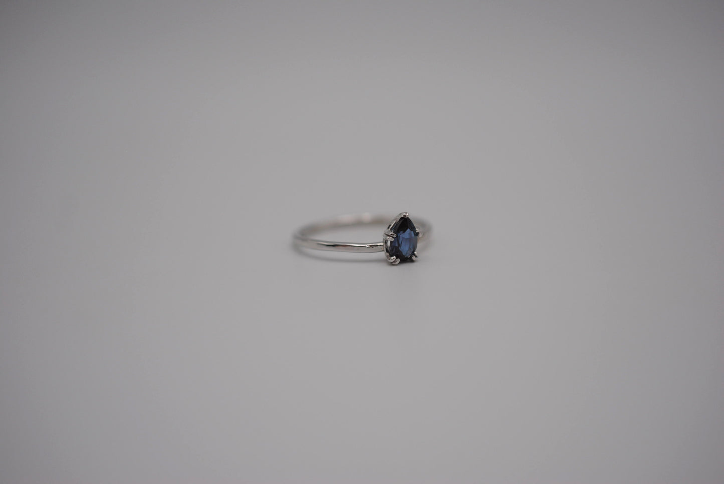 Alexandrite Ring: Pear Cut, White Gold, Dainty