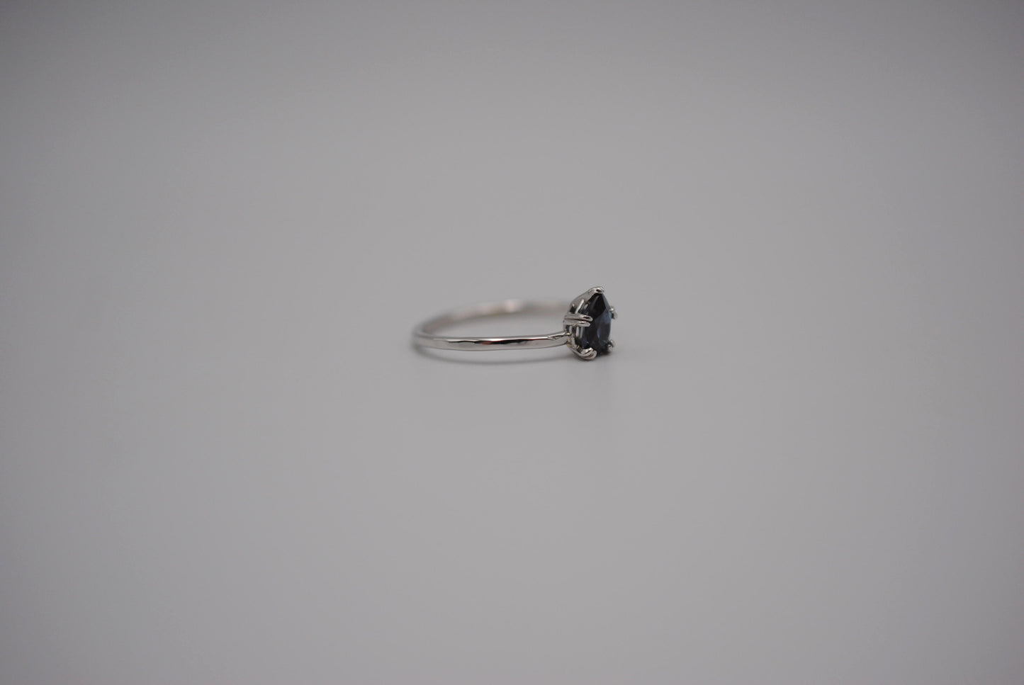 Alexandrite Ring: Pear Cut, White Gold, Dainty