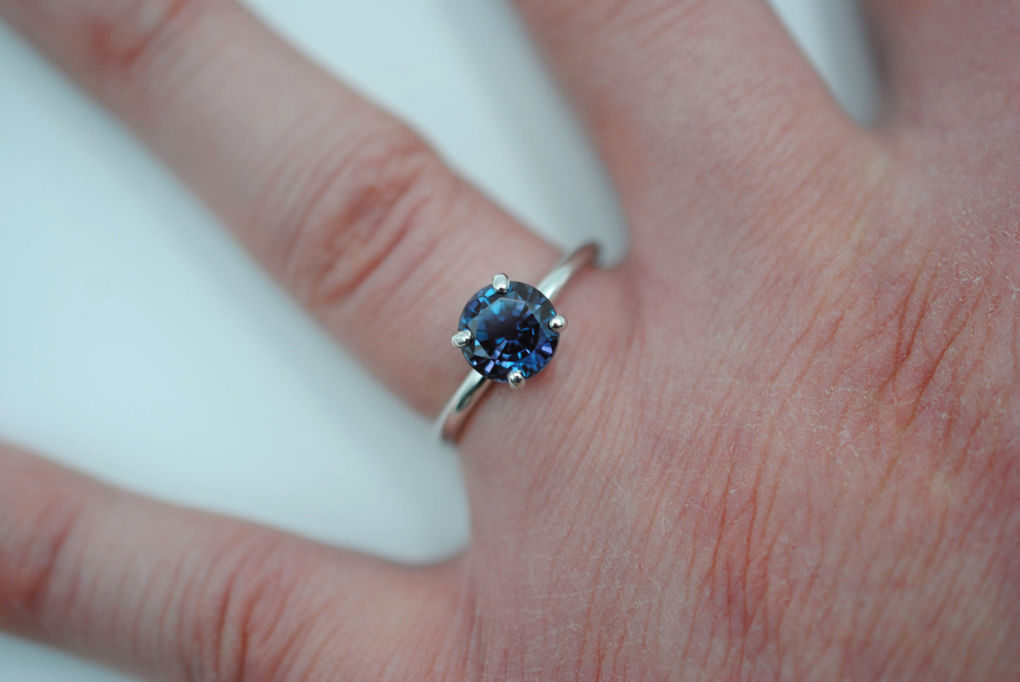 Alexandrite Ring: Round Cut, White Gold, Prong Setting