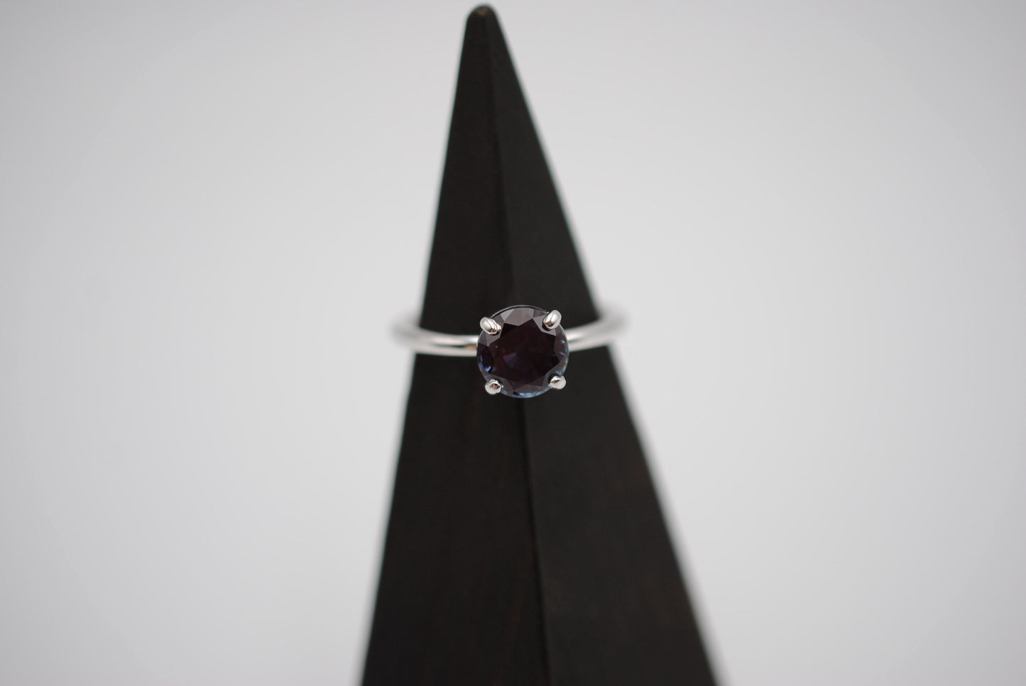 Alexandrite Ring: Round Cut, White Gold, Prong Setting