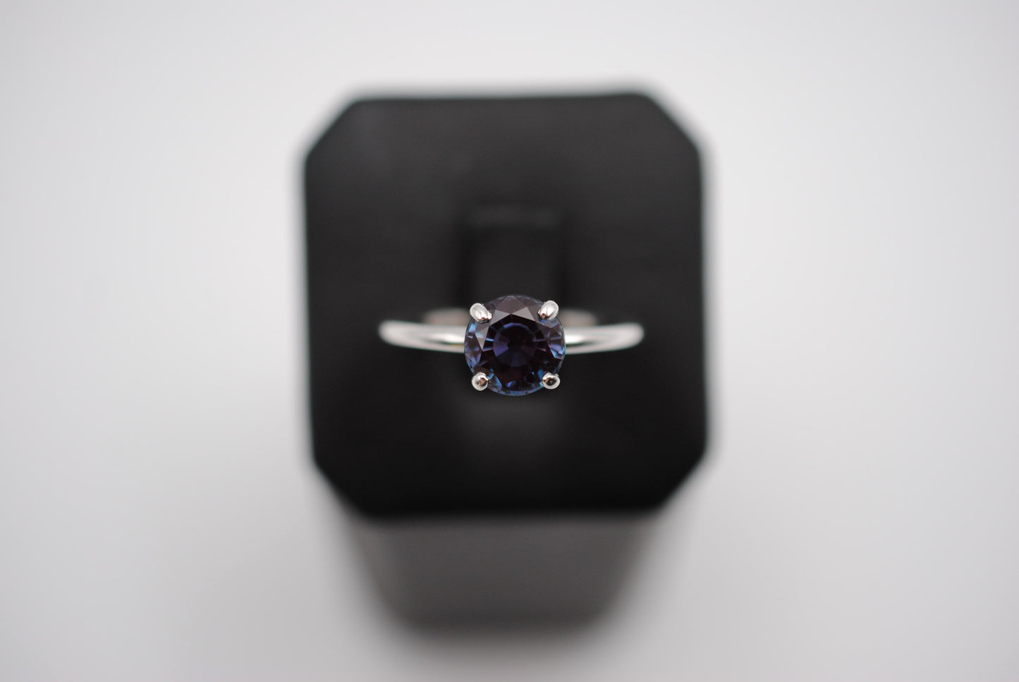 Alexandrite Ring: Round Cut, White Gold, Prong Setting