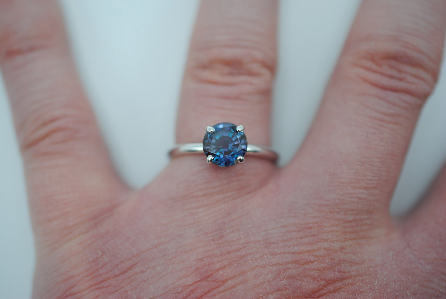 Alexandrite Ring: Round Cut, White Gold, Prong Setting