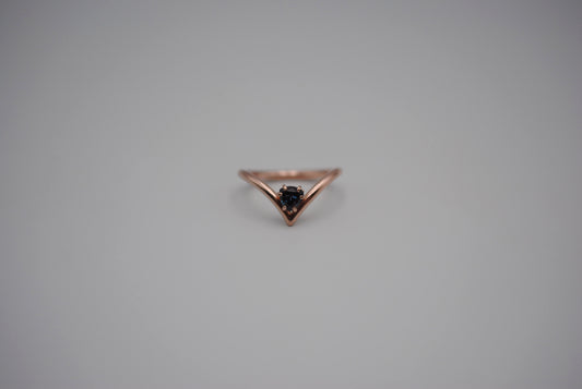 Alexandrite Ring: Trillion Cut, Rose Gold Fill Chevron Band, Silver Setting