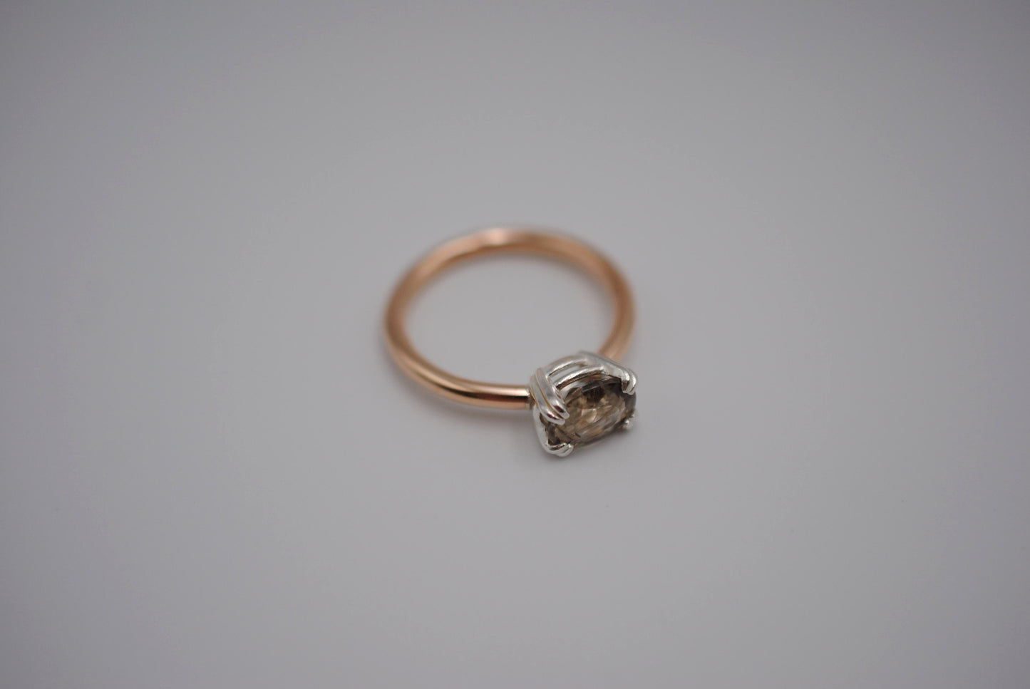 Diaspore Ring: Oval Cut, Yellow Gold Fill Band, East-West Silver Setting