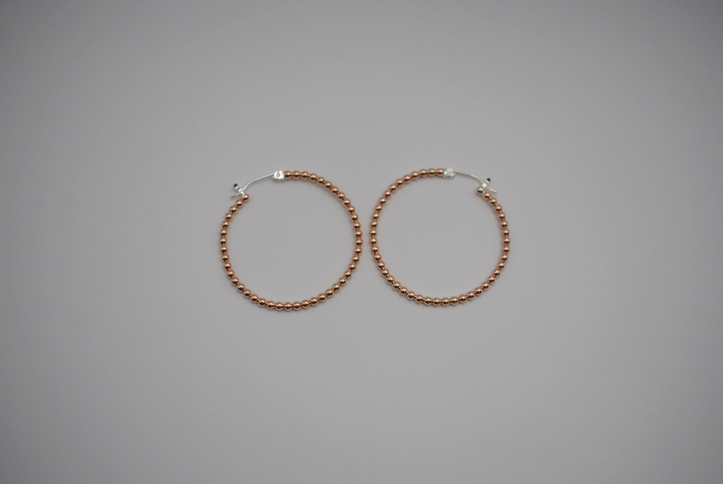 Hoop Earrings: Bubble Texture, Rose Gold Fill, Silver Ear-wire, 1.5in Diameter