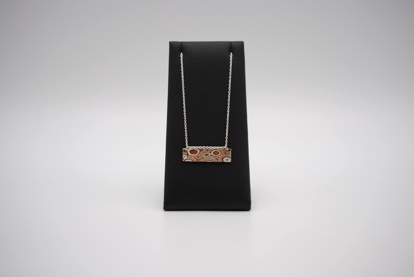 Mokume Gane Bar Necklace: Silver and Copper, Cable Chain