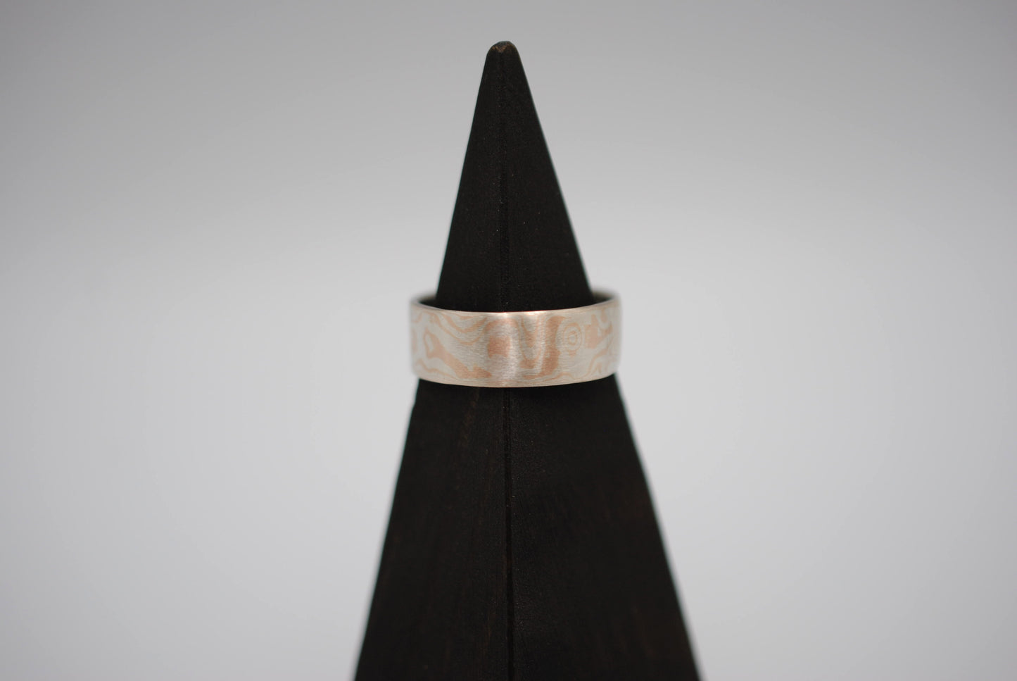 Mokume Gane Ring Band: Rose Gold & Silver, 7mm Wide
