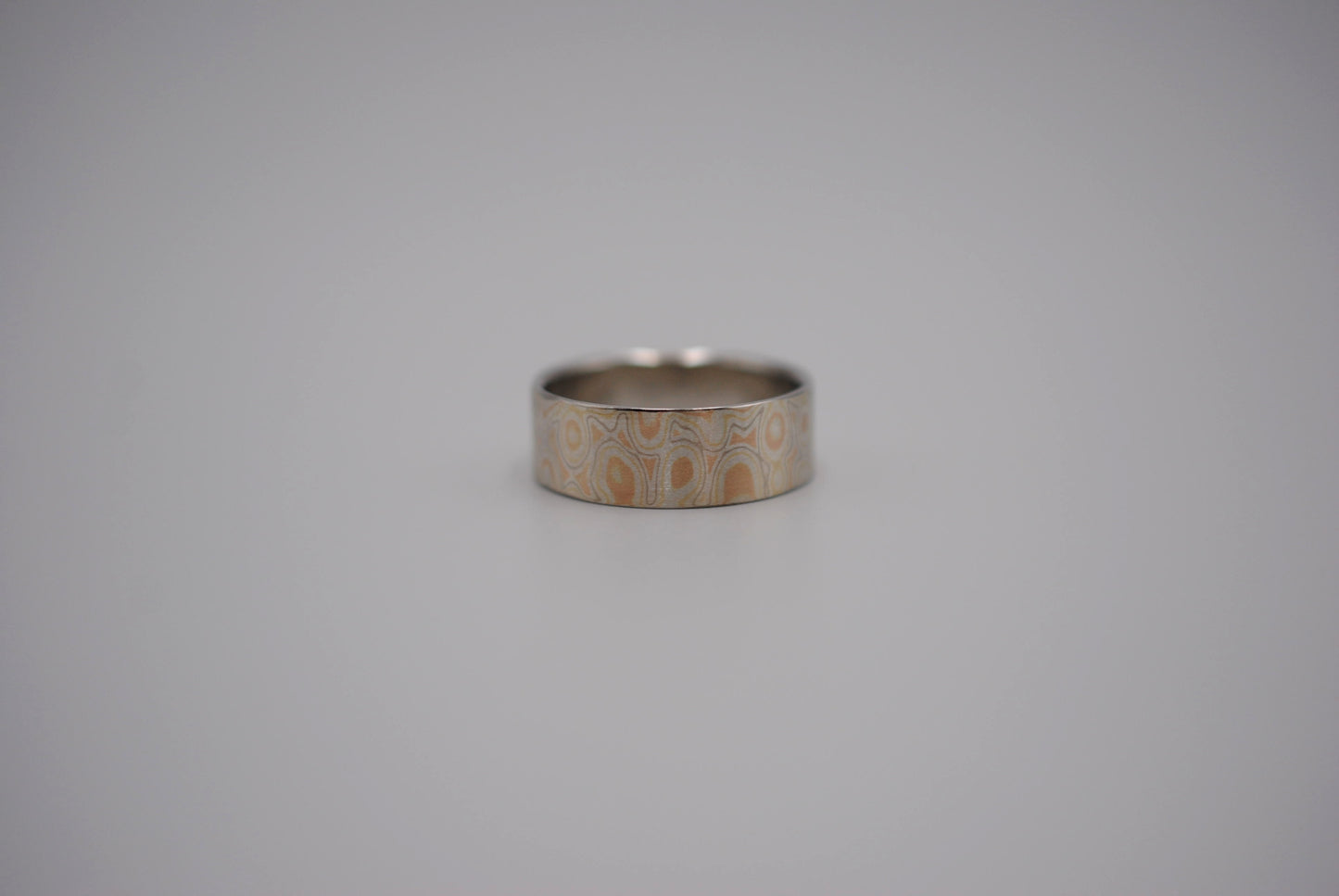 Mokume Gane Ring Band: White Gold, Yellow Gold, Rose Gold, & Silver, 7mm Width