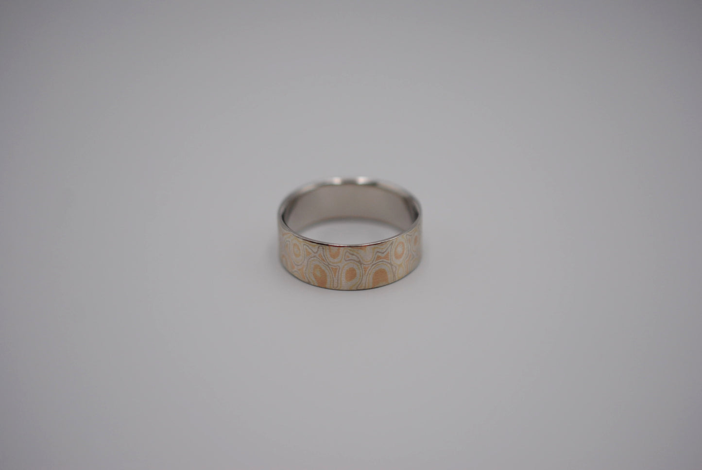 Mokume Gane Ring Band: White Gold, Yellow Gold, Rose Gold, & Silver, 7mm Width