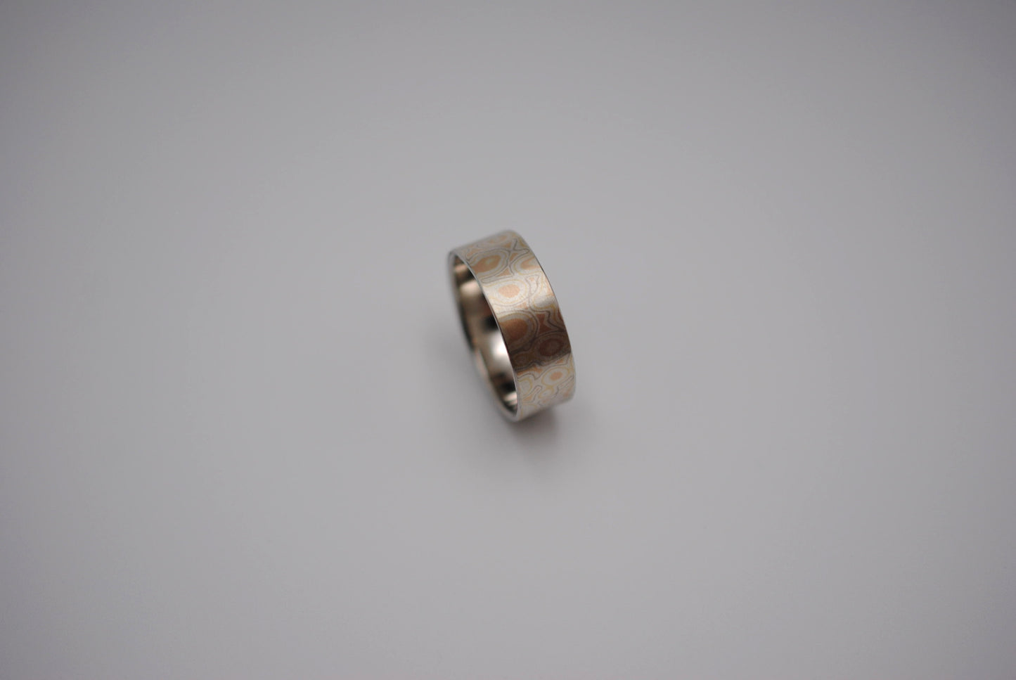 Mokume Gane Ring Band: White Gold, Yellow Gold, Rose Gold, & Silver, 7mm Width