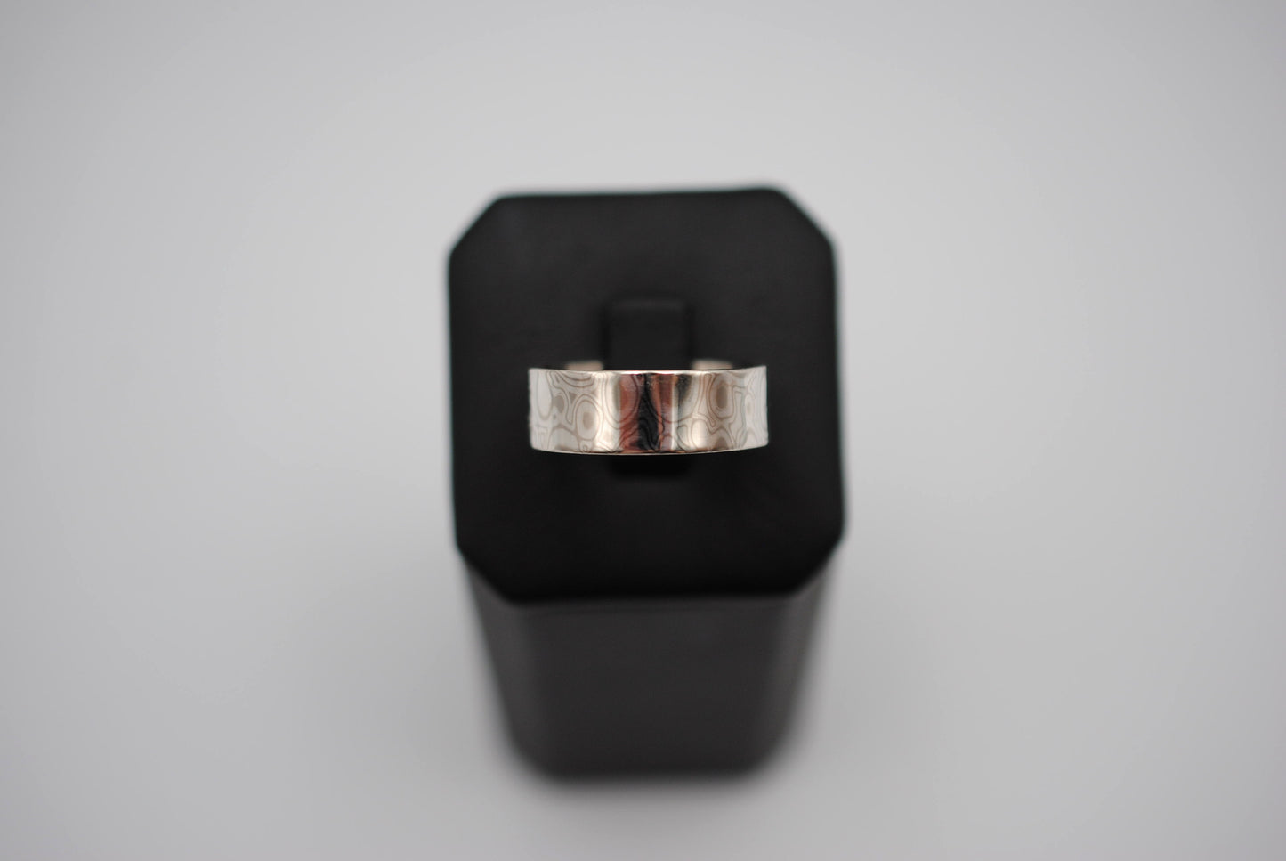 Mokume Gane Ring Band: Palladium White Gold and Sterling Silver, 7mm Width