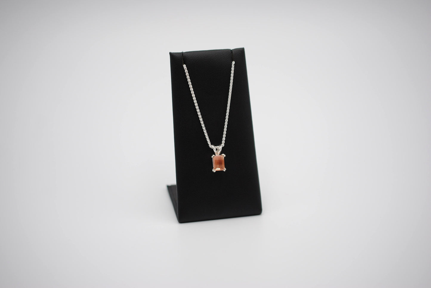 Oregon Sunstone Necklace: Barrel Cut, Silver Double Prong Setting, Adjustable Wheat Chain 1