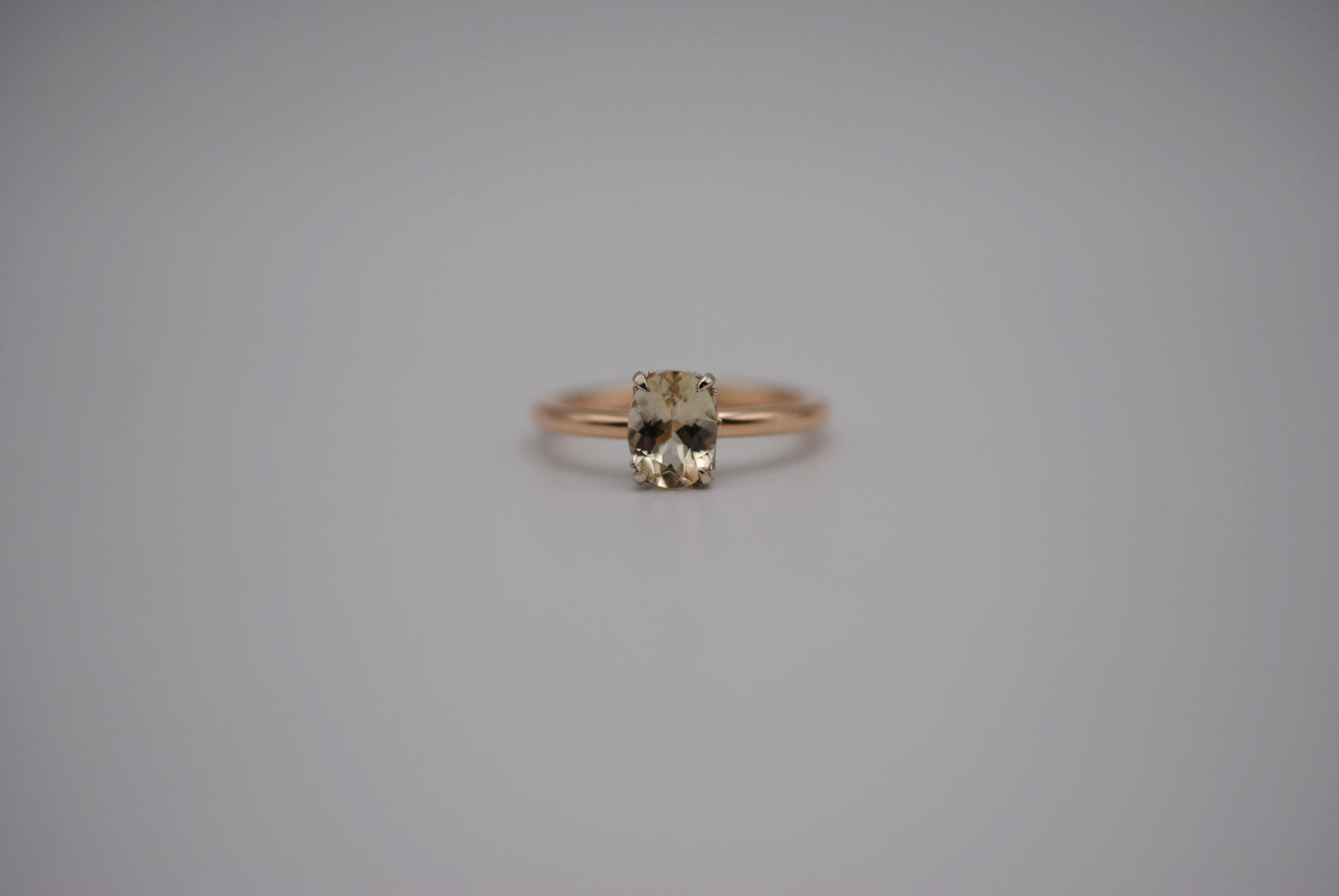 Oregon Sunstone Ring: Oval Cut, Yellow Gold Fill, White Gold Setting