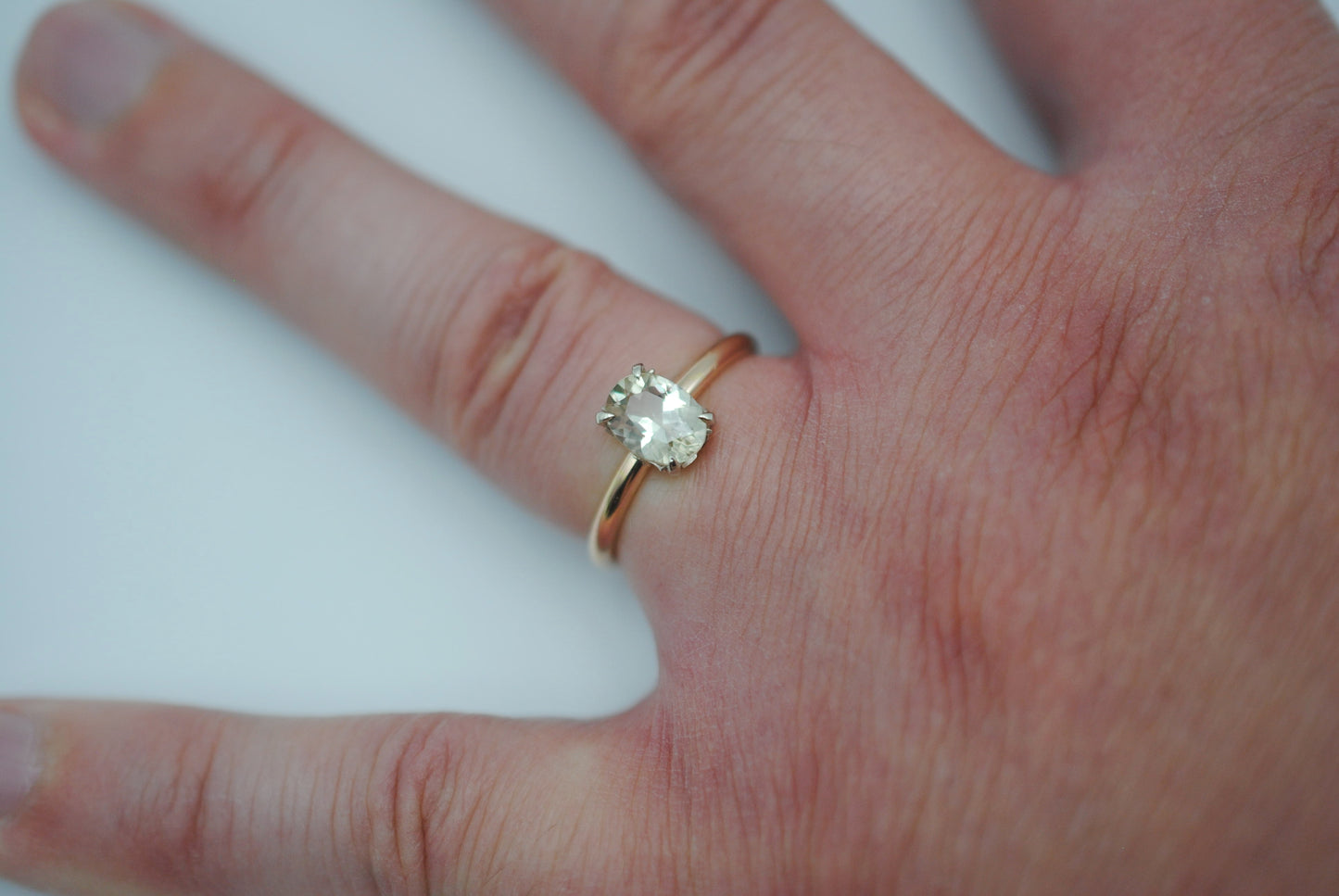 Oregon Sunstone Ring: Oval Cut, Yellow Gold Fill, White Gold Setting