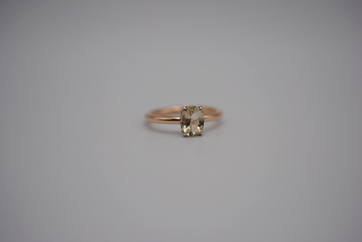 Oregon Sunstone Ring: Oval Cut, Yellow Gold Fill, White Gold Setting