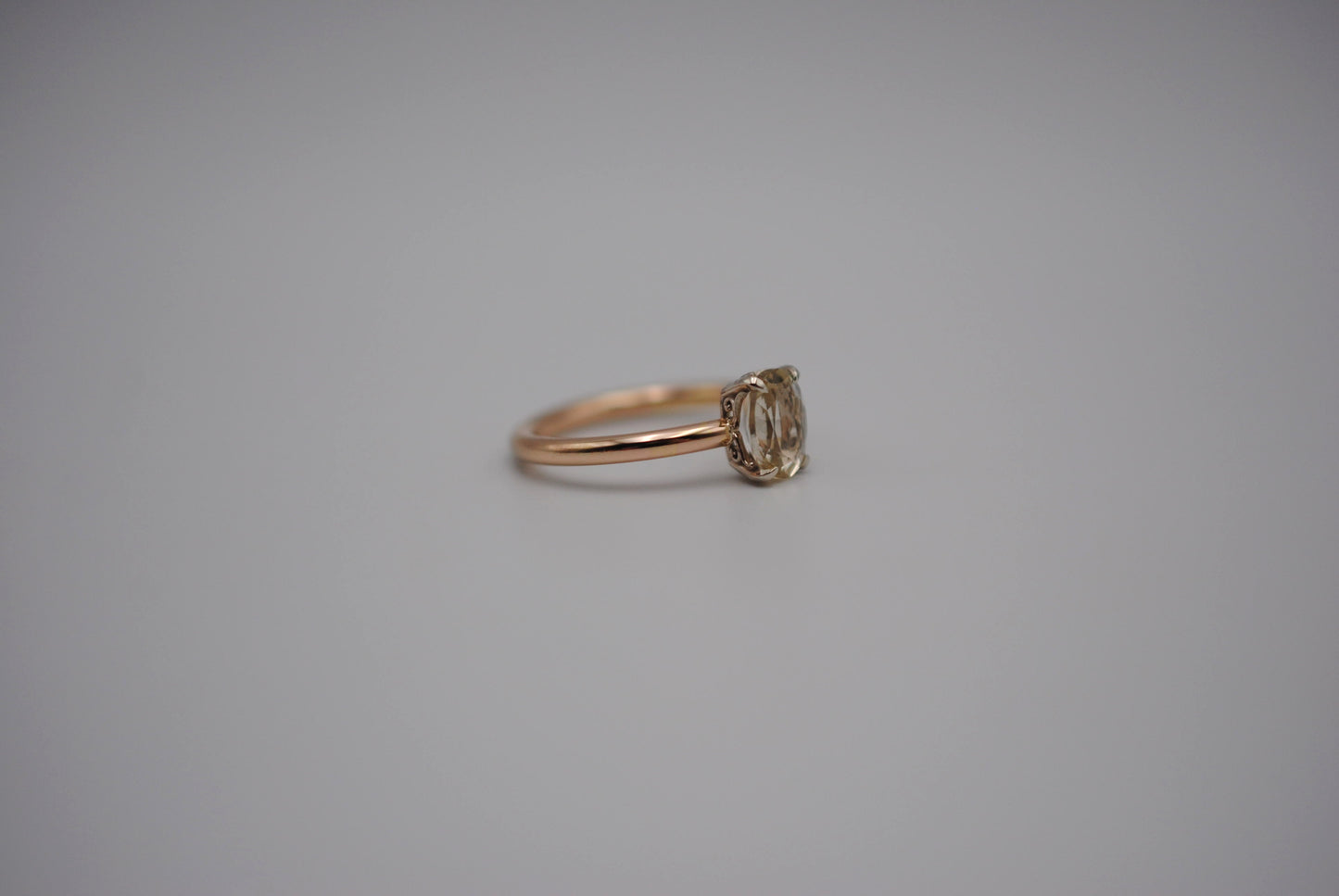 Oregon Sunstone Ring: Oval Cut, Yellow Gold Fill, White Gold Setting