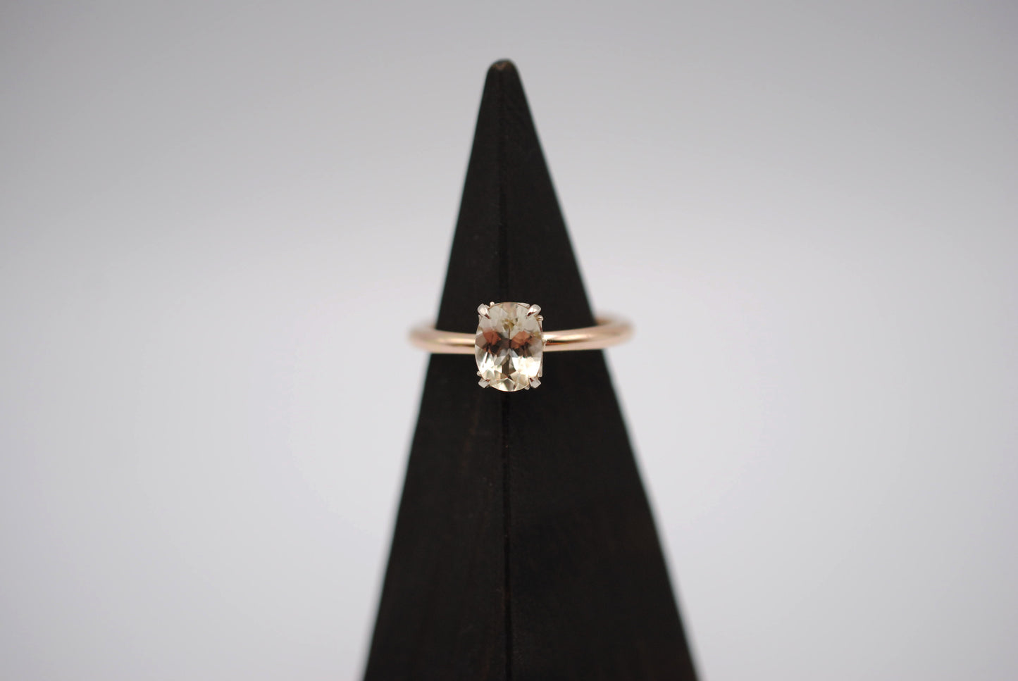 Oregon Sunstone Ring: Oval Cut, Yellow Gold Fill, White Gold Setting