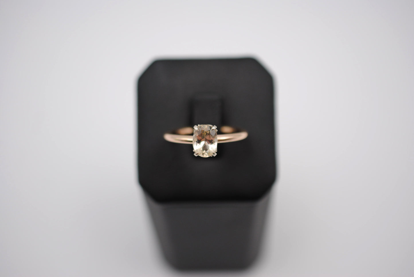 Oregon Sunstone Ring: Oval Cut, Yellow Gold Fill, White Gold Setting