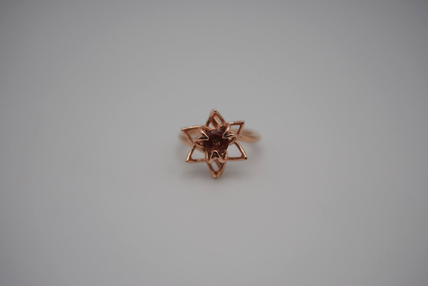 Oregon Sunstone Ring: Round Cut, Sunflower, Rose Gold Fill