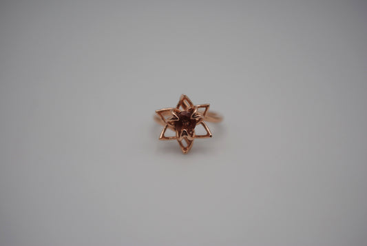 Oregon Sunstone Ring: Round Cut, Sunflower, Rose Gold Fill