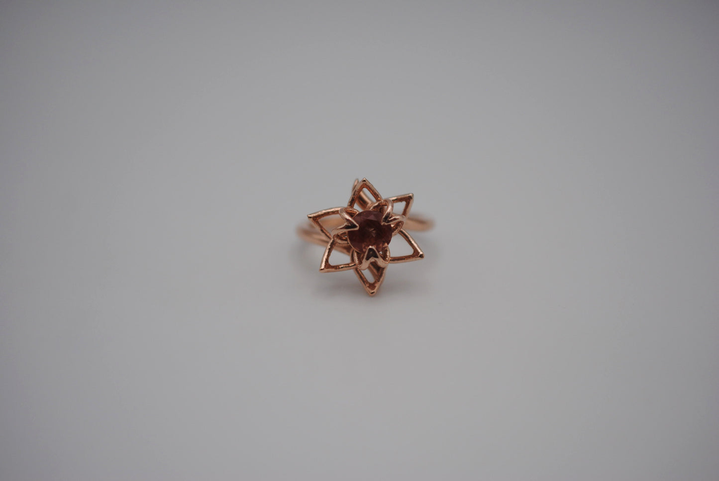 Oregon Sunstone Ring: Round Cut, Sunflower, Rose Gold Fill