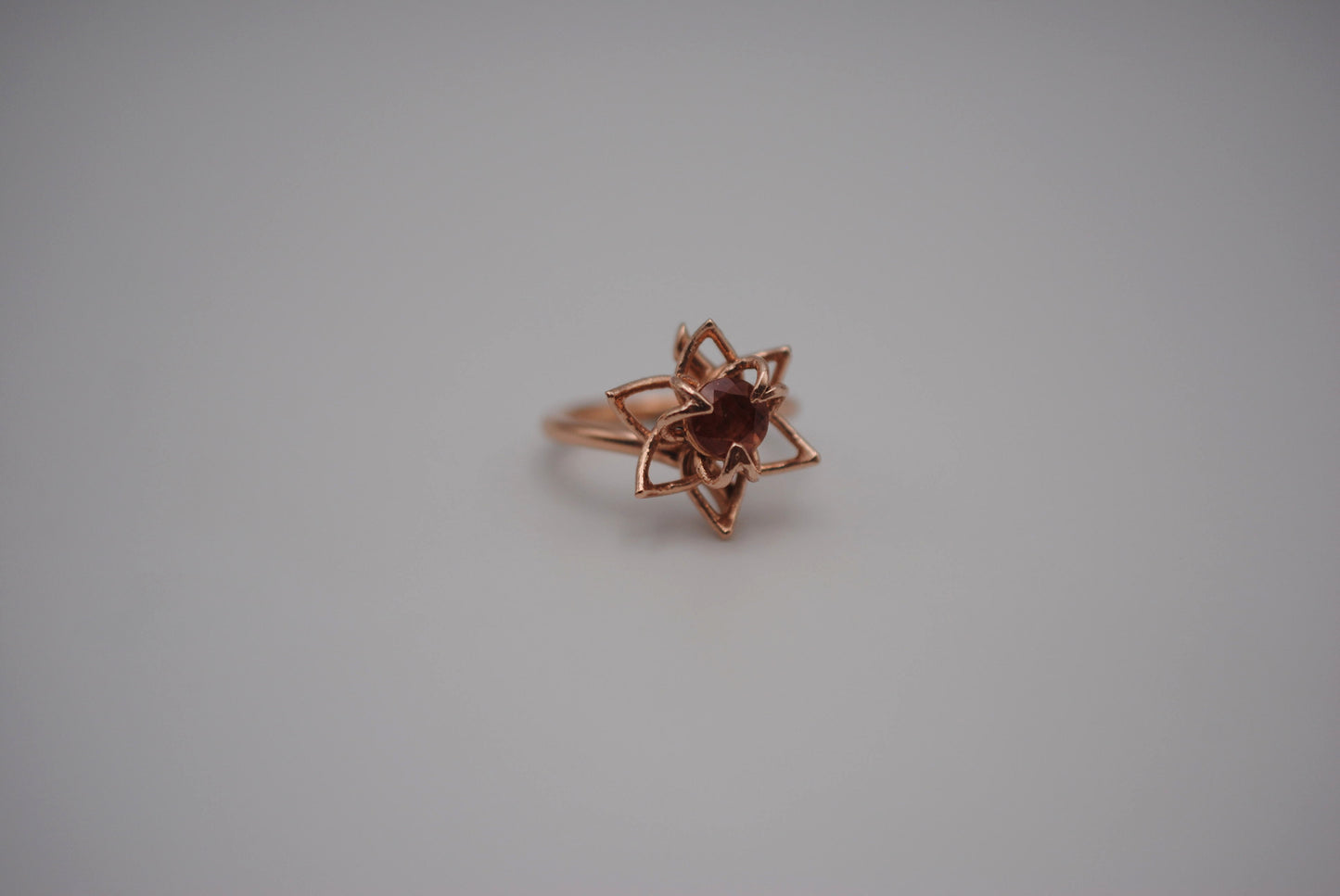 Oregon Sunstone Ring: Round Cut, Sunflower, Rose Gold Fill