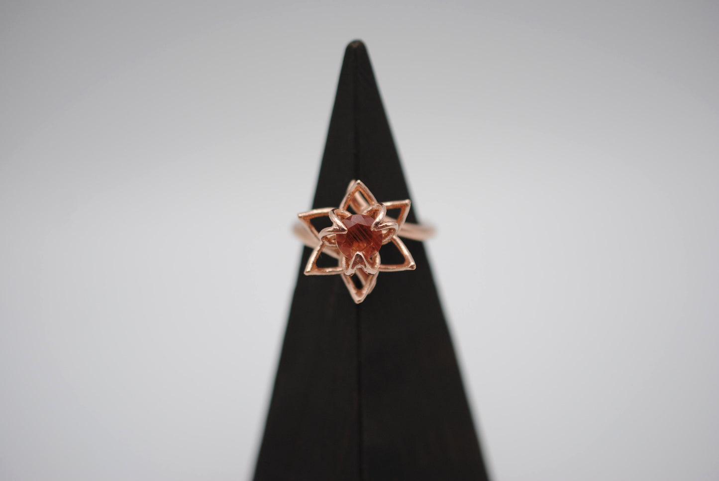 Oregon Sunstone Ring: Round Cut, Sunflower, Rose Gold Fill