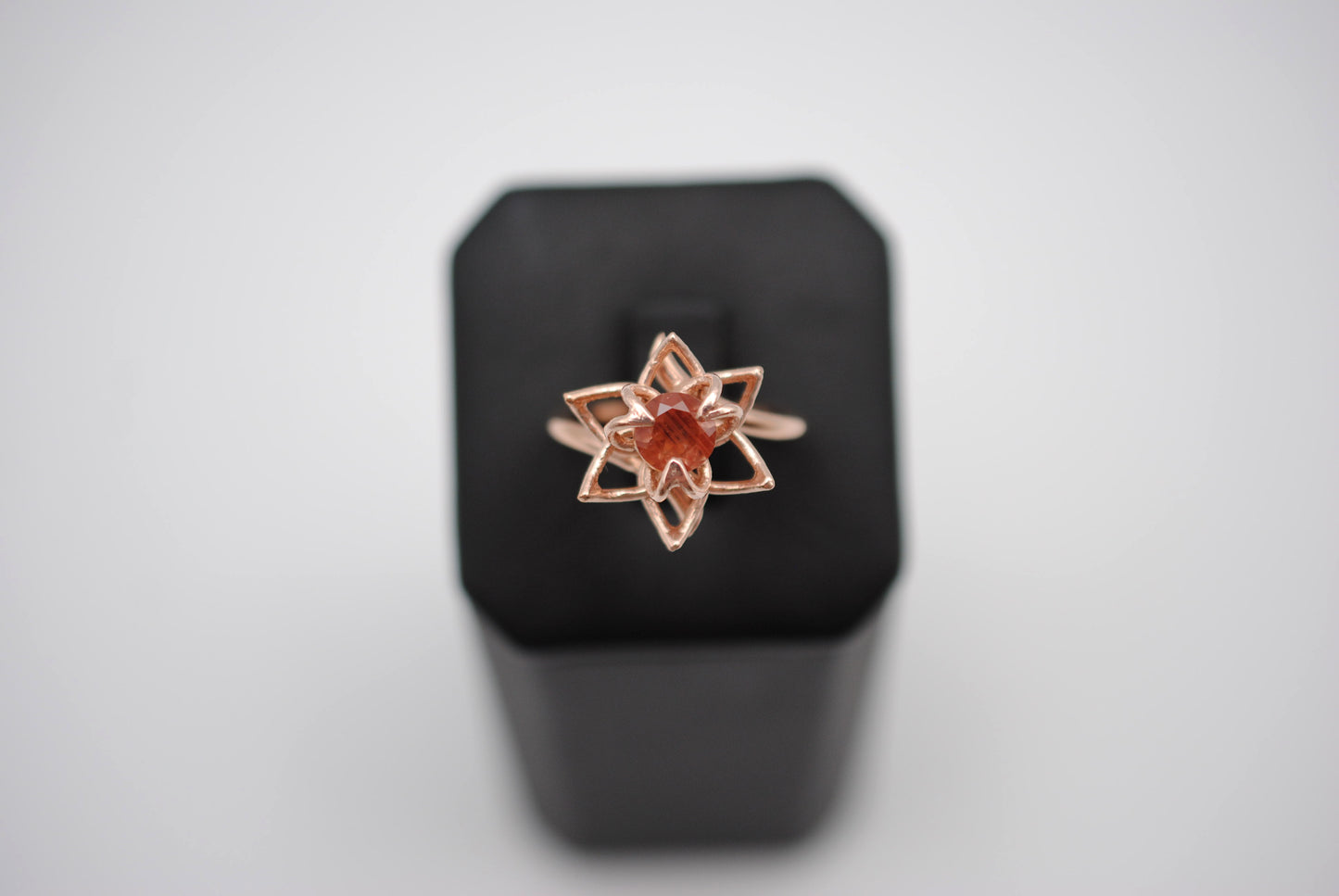 Oregon Sunstone Ring: Round Cut, Sunflower, Rose Gold Fill