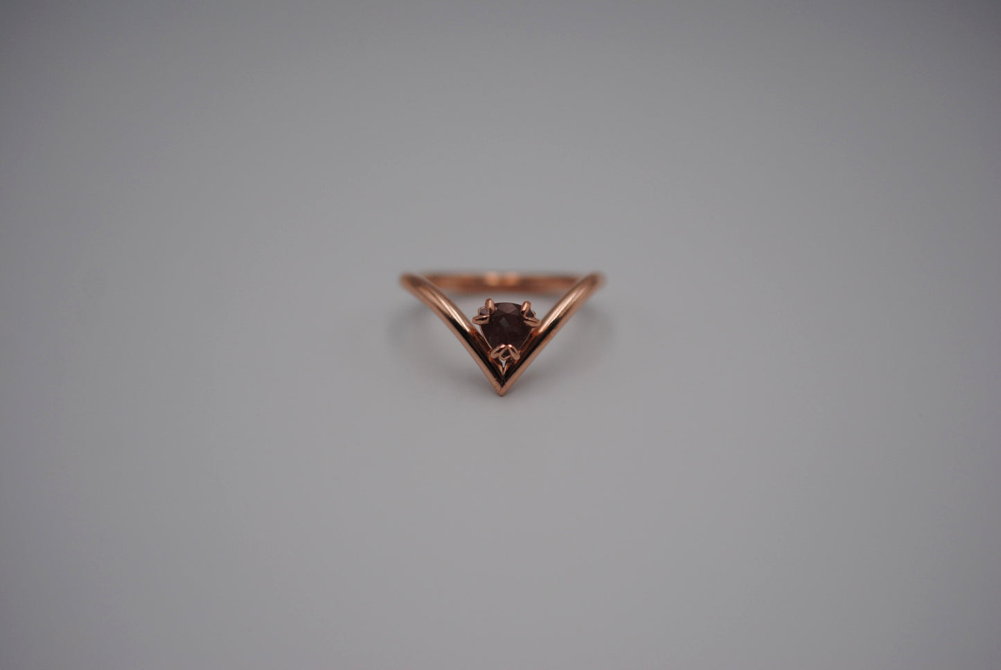 Oregon Sunstone Ring: Trillion Cut, Chevron, Rose Gold Fill
