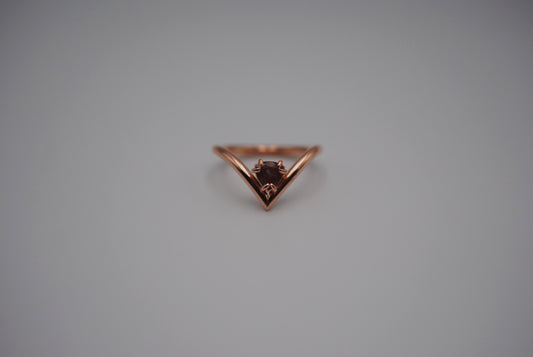 Oregon Sunstone Ring: Trillion Cut, Chevron, Rose Gold Fill
