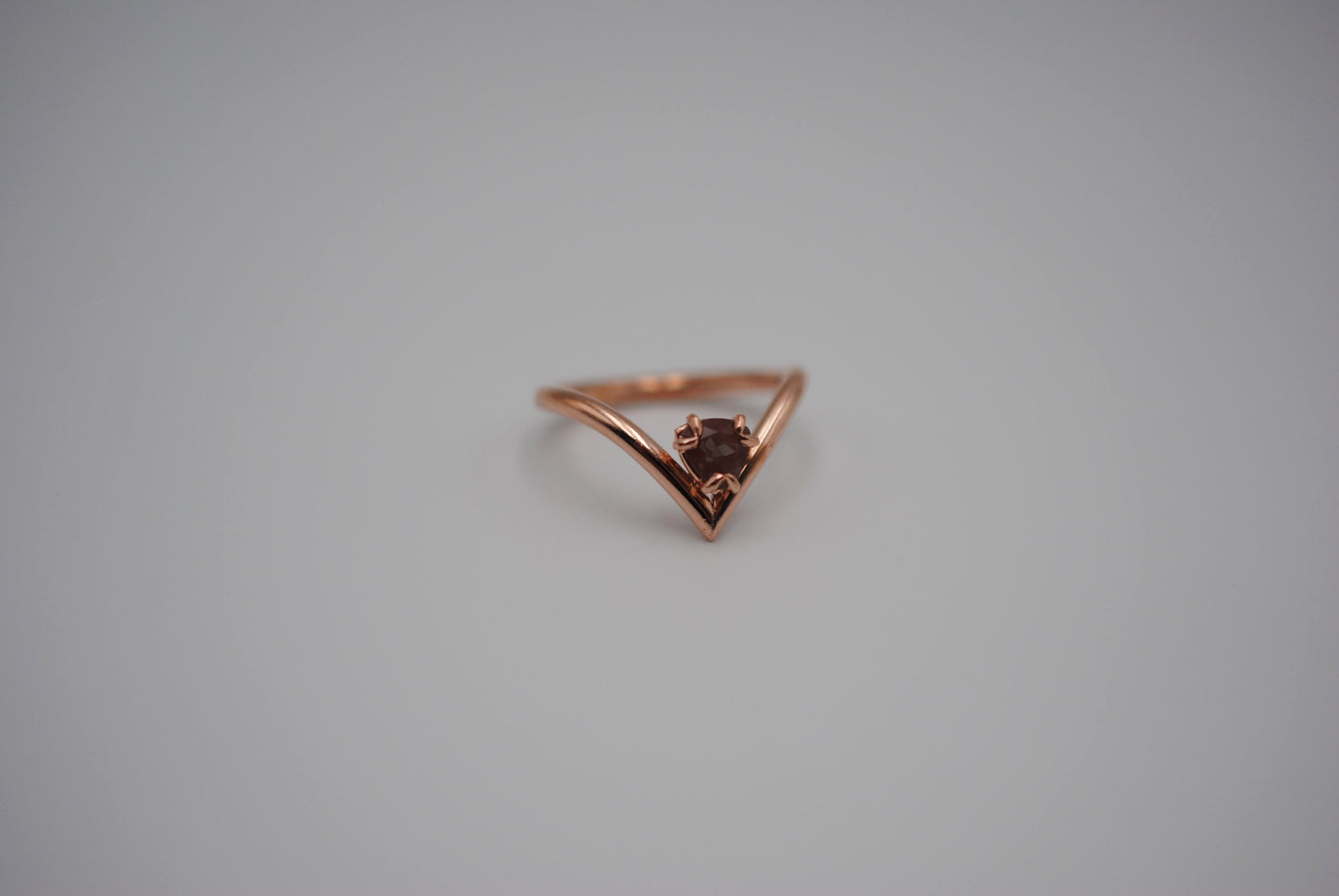 Oregon Sunstone Ring: Trillion Cut, Chevron, Rose Gold Fill