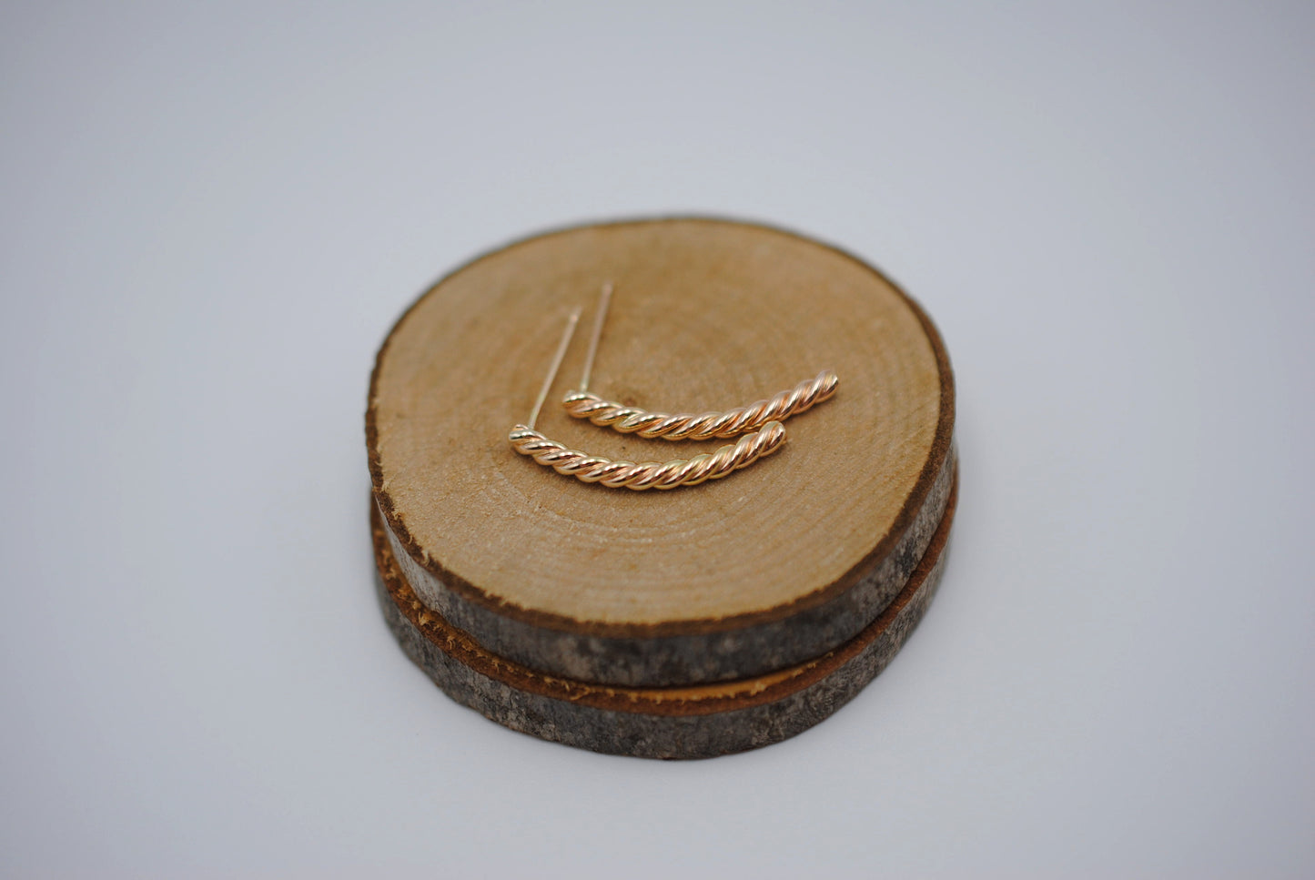 Post Earrings: Rope, Solid 14K Yellow Gold