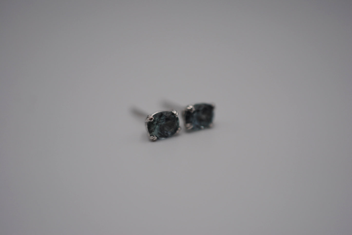 Post Earrings: Sapphires, Oval Cut, White Gold