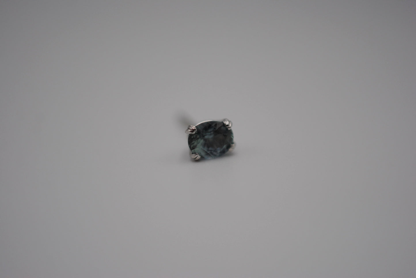 Post Earrings: Sapphires, Oval Cut, White Gold