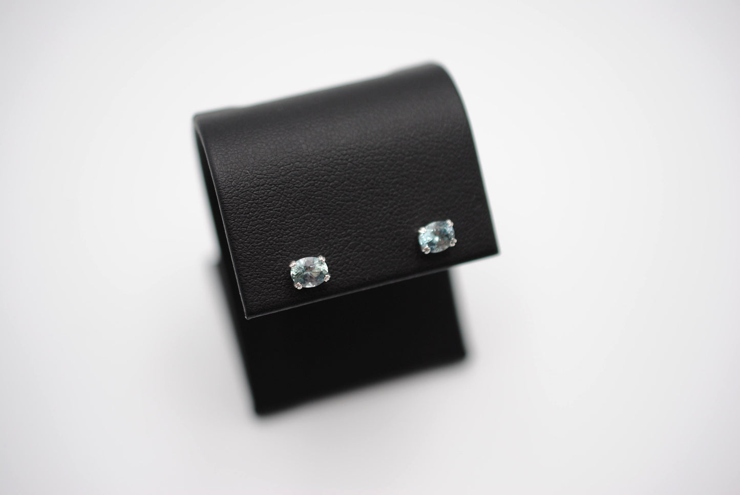 Post Earrings: Sapphires, Oval Cut, White Gold