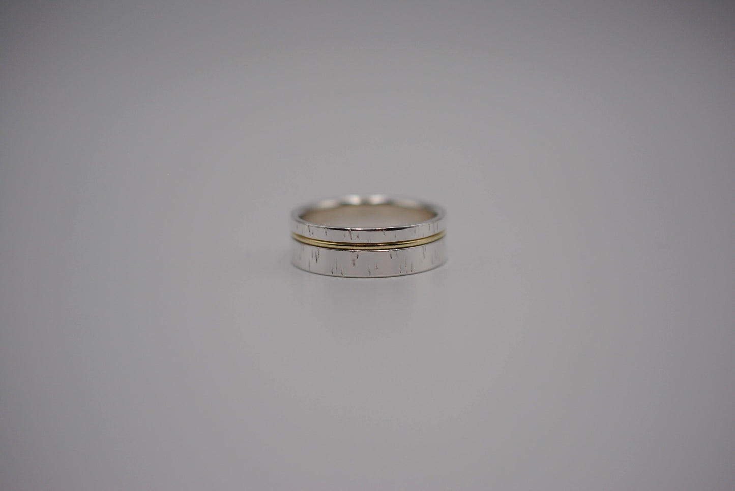 Ring Band: Birch Texture, Yellow Gold Inlay, 7mm Width