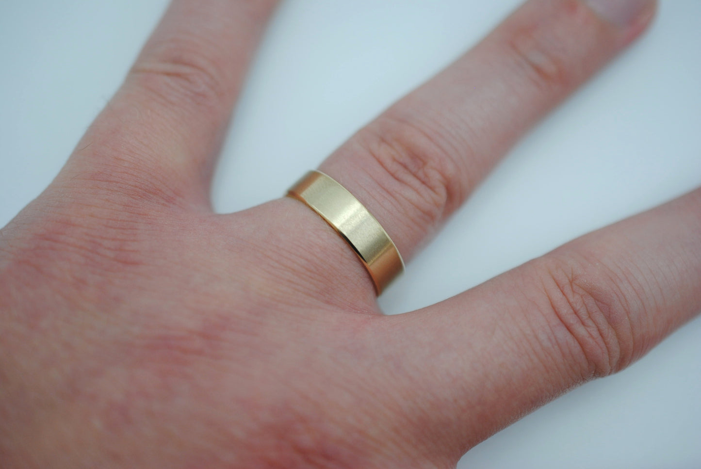 Ring Band: Brushed Texture, Yellow Gold, 5mm Width