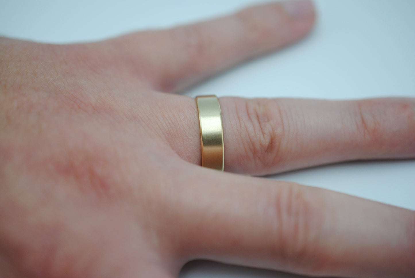 Ring Band: Brushed Texture, Yellow Gold, 5mm Width