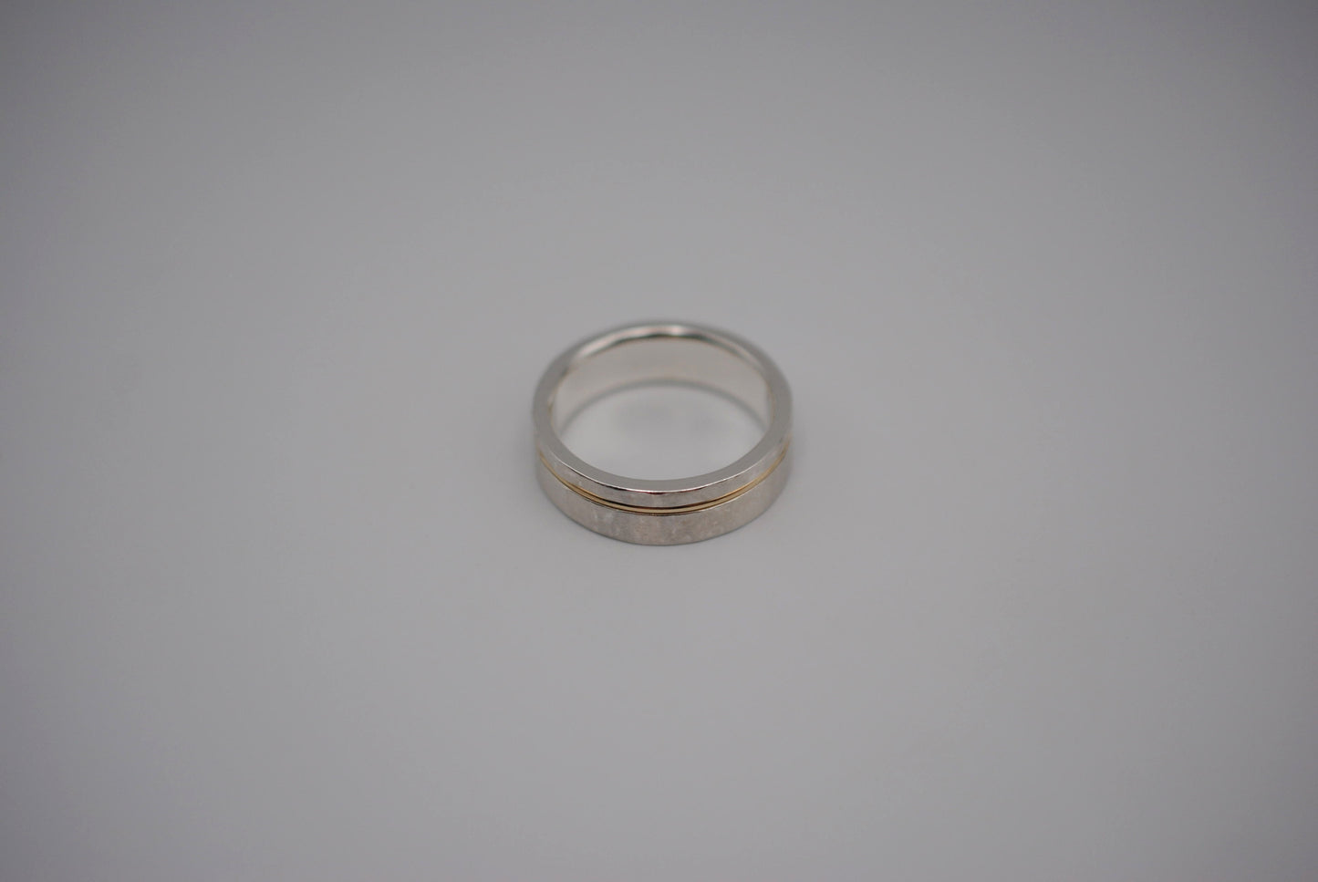 Ring Band: Gold Inlay, Silver, Hammered and Brushed Textured