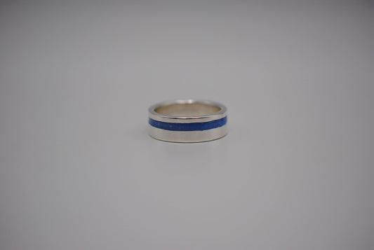 Ring Band: Opal Inlay, Silver, High Polished