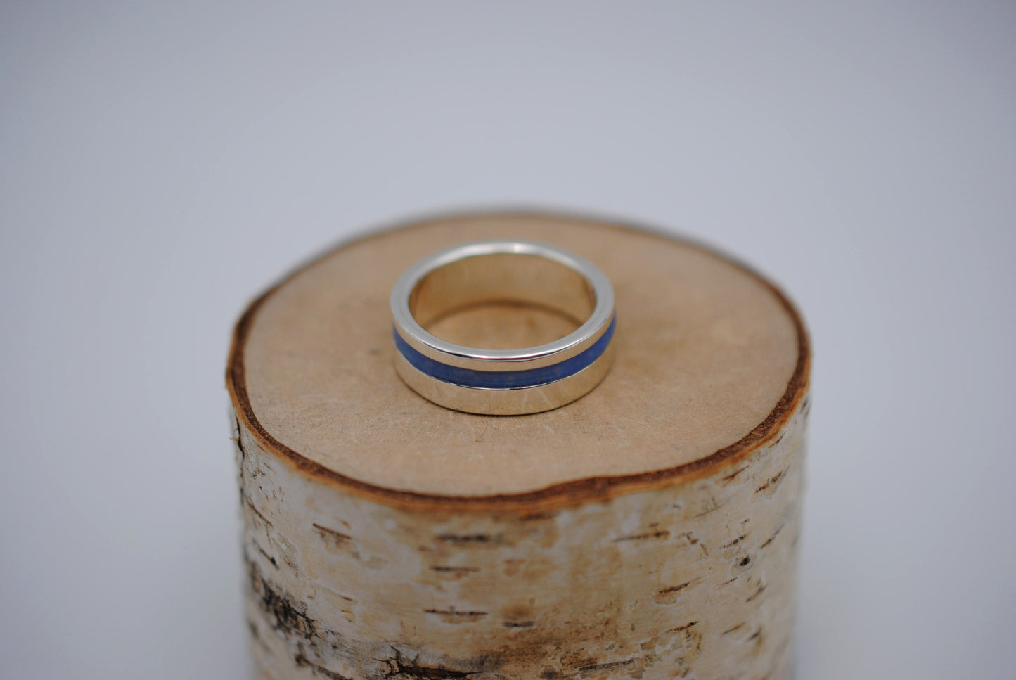Ring Band: Opal Inlay, Silver, High Polished