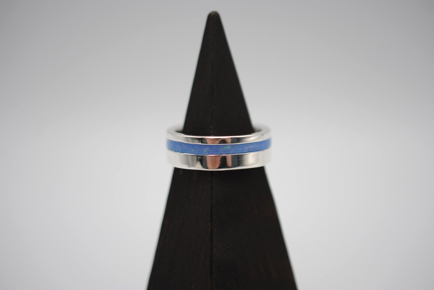 Ring Band: Opal Inlay, Silver, High Polished